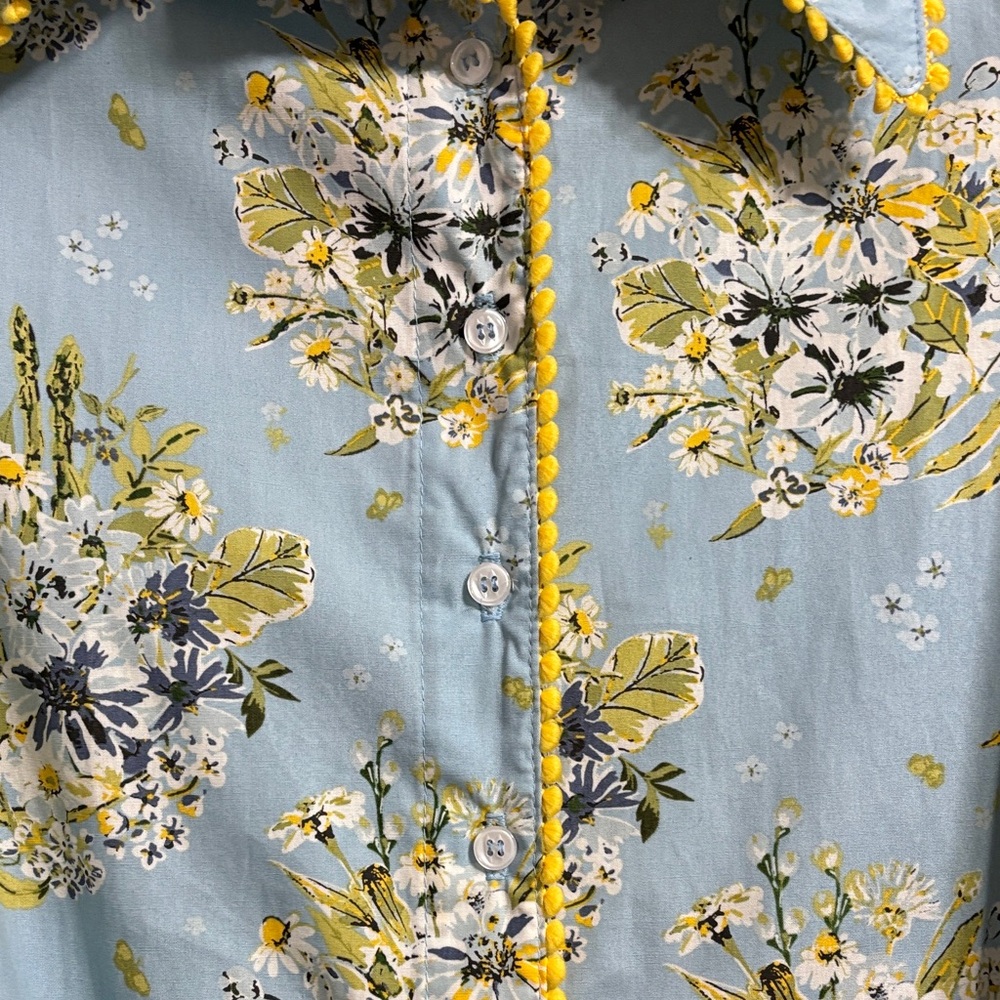 ivy jane Sky Blue Floral Puff-Sleeve Button-Up Blouse - Picture 4 of 13